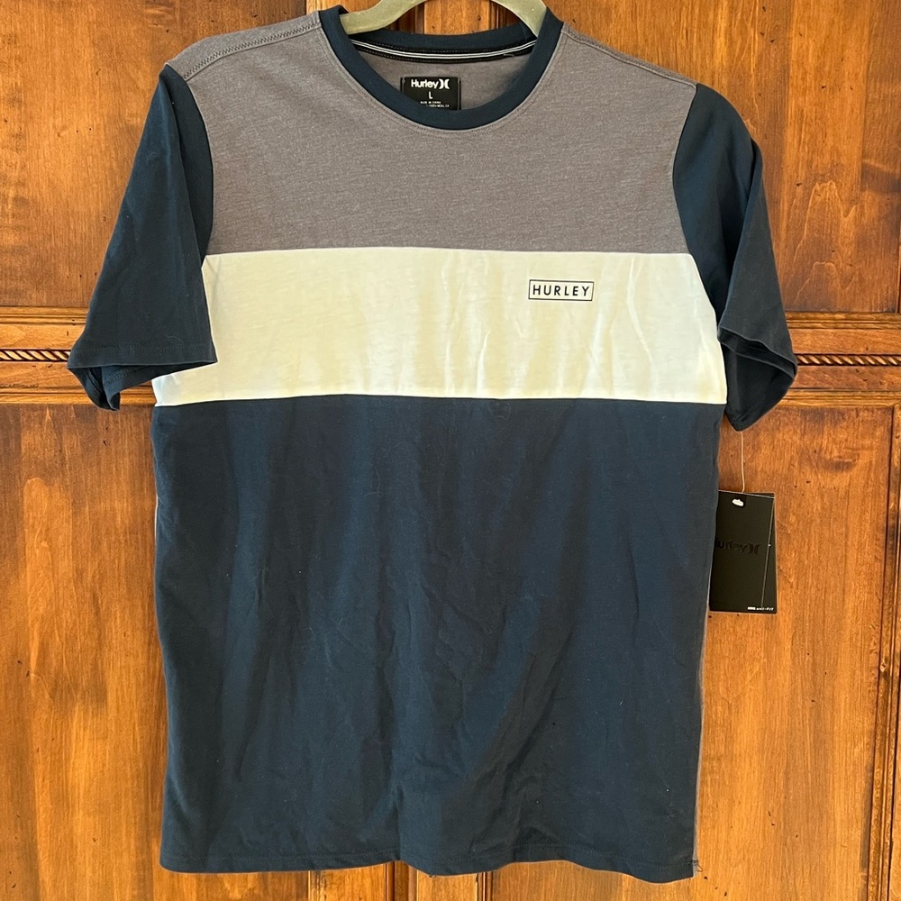 NWT Hurley Youth Boy Color Block T Shirt | Size Large | Gray - Blue - White